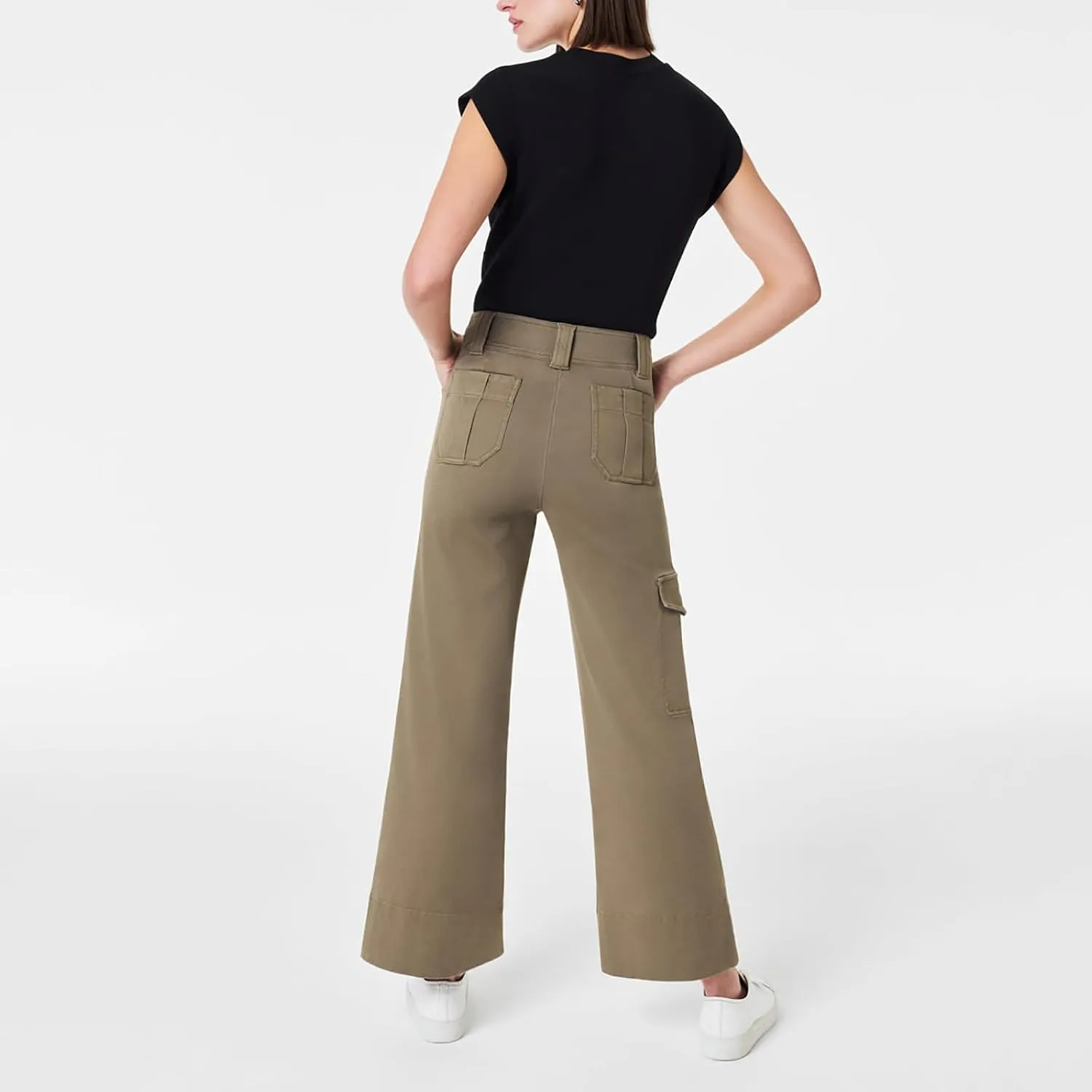 Women Stretch Twill Cropped Trouser Wide Leg Cargo Pants Casual Capri Pants Straight Leg Chino Pants Ankle Jeans