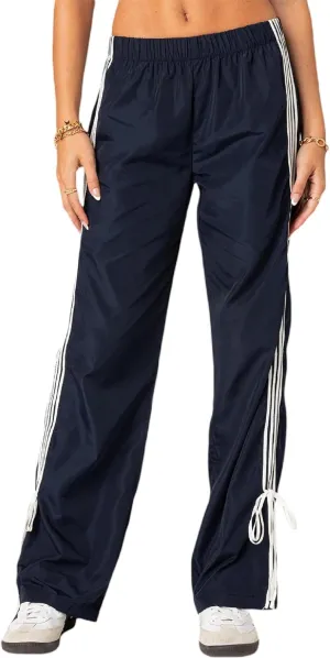 Women Striped Side Track Pants Y2k Baggy Wide Leg Jogger Sweatpants Elastic High Waist Parachute Cargo Trousers