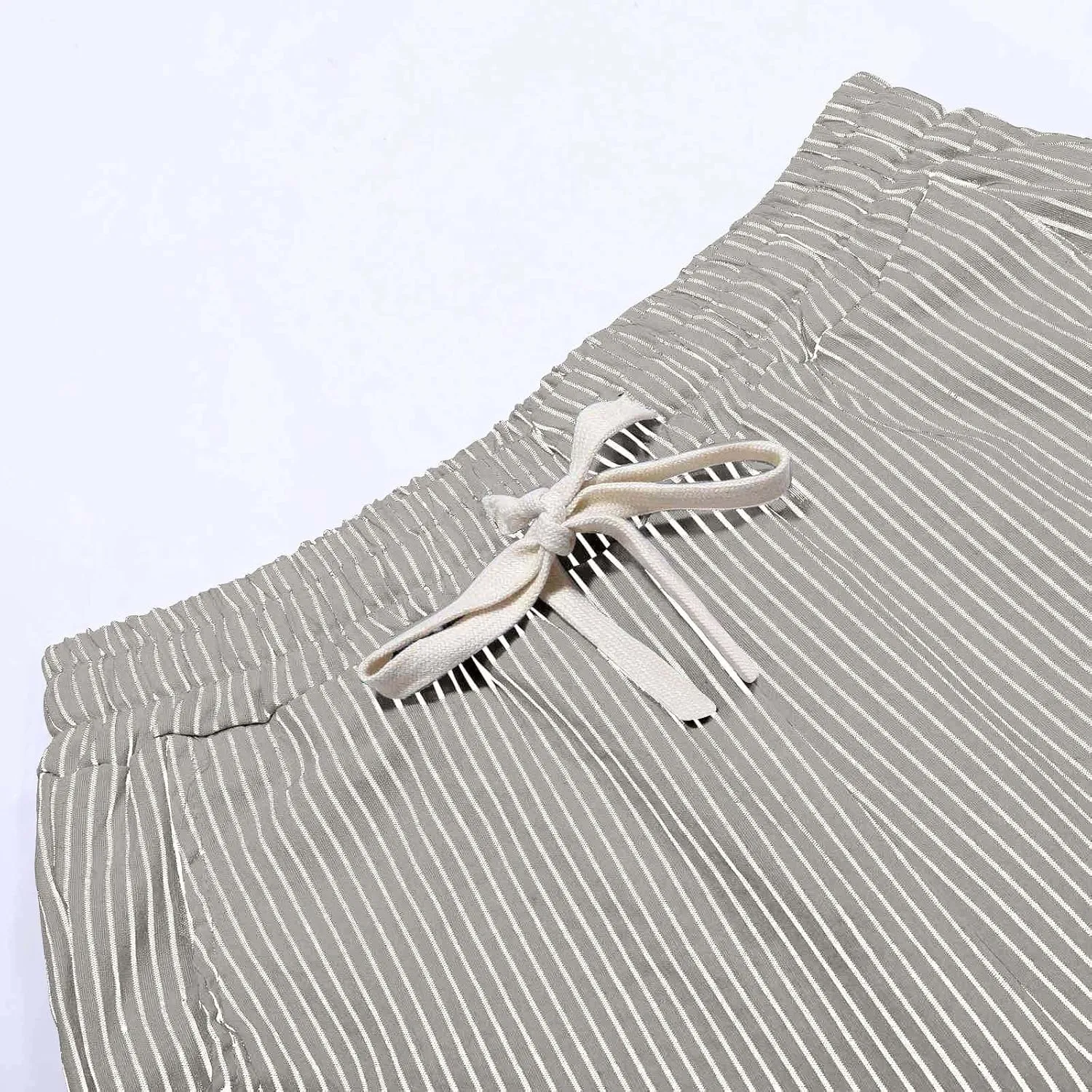 Women Summer Lightweight Linen Shorts Trendy Stripe Casual Beach Palazzo Trouser Quick-Dry Vacation Active Sport Pant