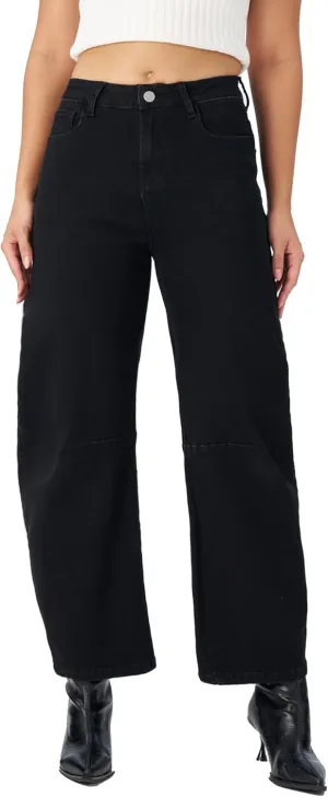 Womens Barrel Jeans Wide Leg High Waisted Stretchy Cropped Denim Jeans Baggy Ankle Pants