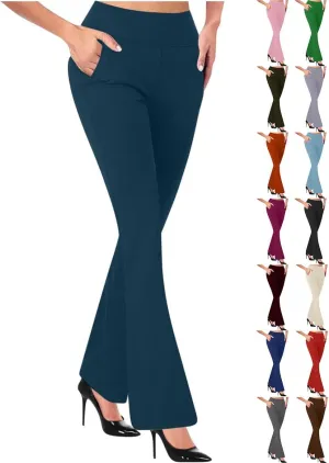 Womens Bootcut Dress Pants Stretchy Yoga Work Trousers High Waist Casual Flare Slacks Office Business Lounge Clothes