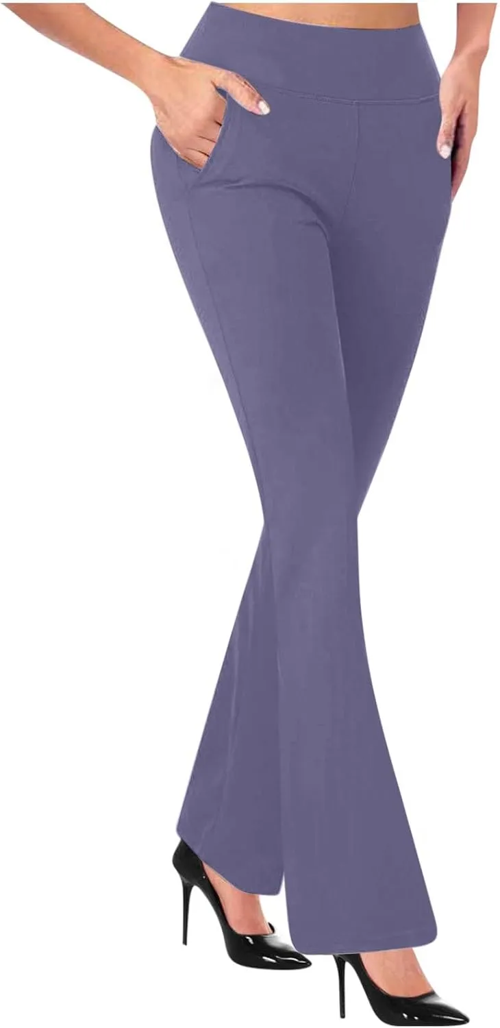 Womens Bootcut Dress Pants Stretchy Yoga Work Trousers High Waist Casual Flare Slacks Office Business Lounge Clothes