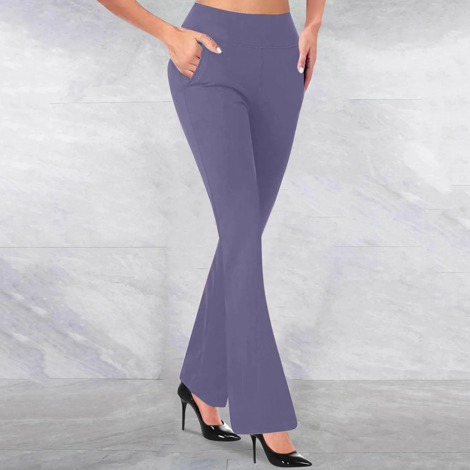 Womens Bootcut Dress Pants Stretchy Yoga Work Trousers High Waist Casual Flare Slacks Office Business Lounge Clothes