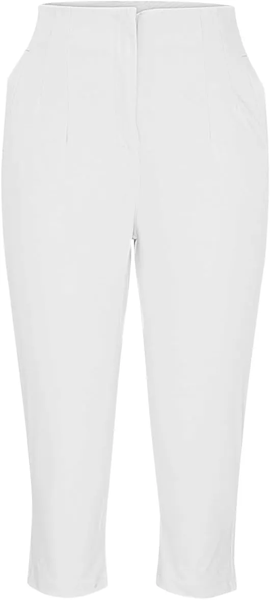 Women's Capri Dress Pants Stretch High Waisted Crop Office Work Pants Summer Casual Capris Slacks Yoga