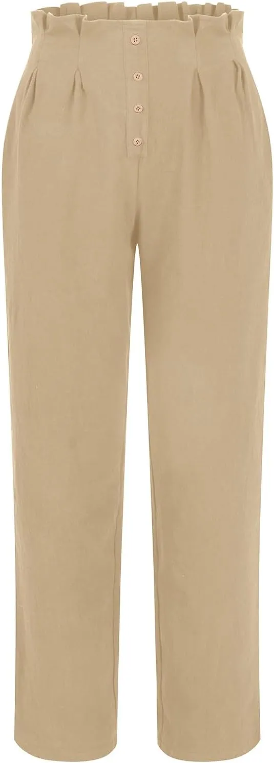 Women's Cotton Linen Harem Pants High Waist Cargo Cropped Lounge Trousers Fashion 2025 Beach Travel Vacation Outfits