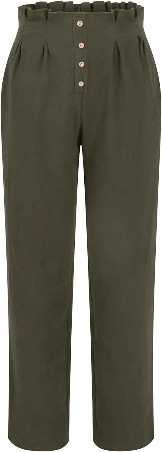 Women's Cotton Linen Harem Pants High Waist Cargo Cropped Lounge Trousers Fashion 2025 Beach Travel Vacation Outfits