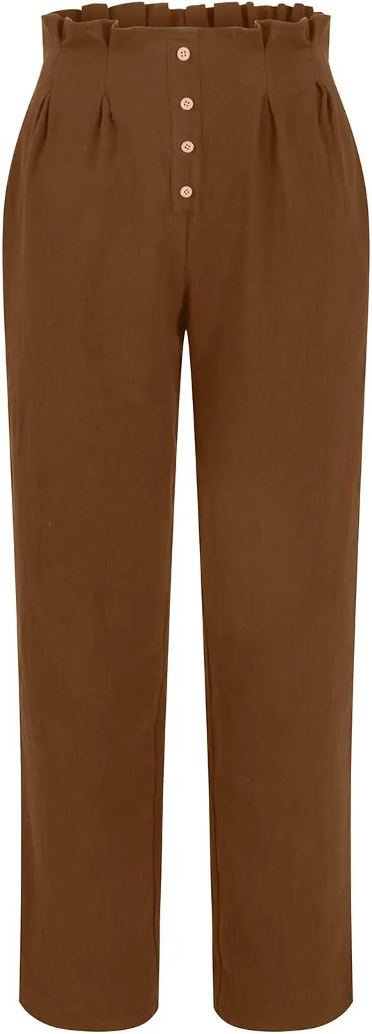 Women's Cotton Linen Harem Pants High Waist Cargo Cropped Lounge Trousers Fashion 2025 Beach Travel Vacation Outfits