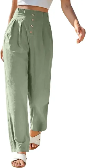 Women's Cotton Linen Harem Pants High Waist Cargo Cropped Lounge Trousers Fashion 2025 Beach Travel Vacation Outfits