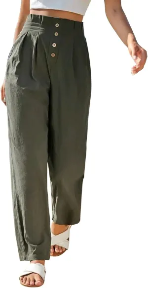 Women's Cotton Linen Harem Pants High Waist Cargo Cropped Lounge Trousers Fashion 2025 Beach Travel Vacation Outfits