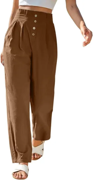 Women's Cotton Linen Harem Pants High Waist Cargo Cropped Lounge Trousers Fashion 2025 Beach Travel Vacation Outfits