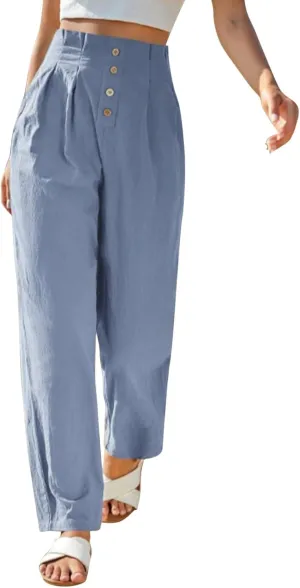 Women's Cotton Linen Harem Pants High Waist Cargo Cropped Lounge Trousers Fashion 2025 Beach Travel Vacation Outfits