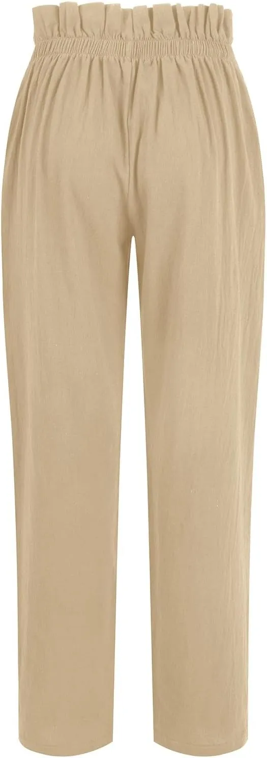 Women's Cotton Linen Harem Pants High Waist Cargo Cropped Lounge Trousers Fashion 2025 Beach Travel Vacation Outfits
