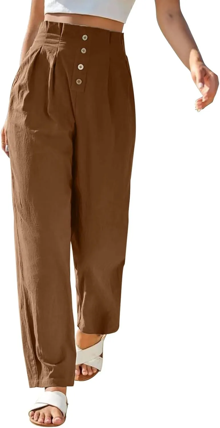 Women's Cotton Linen Harem Pants High Waist Cargo Cropped Lounge Trousers Fashion 2025 Beach Travel Vacation Outfits