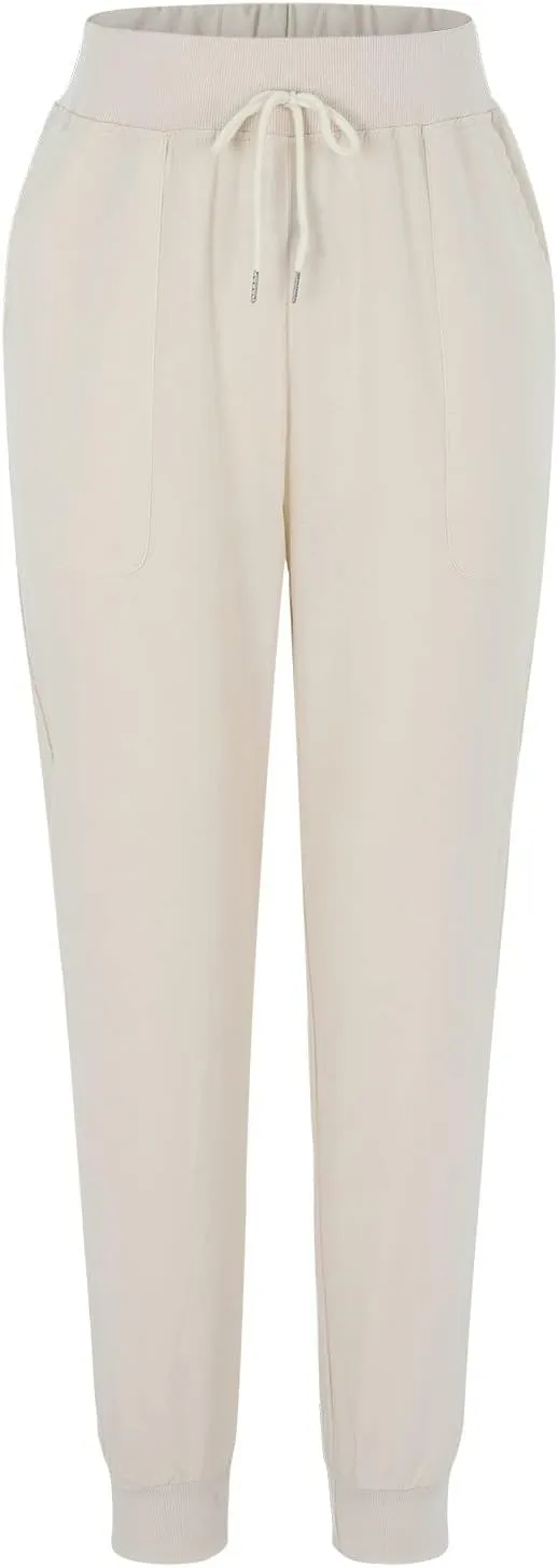 Womens Cotton Linen Pants Summer Beach Drawstring Elastic Waist Pants Casual Trousers with Pockets