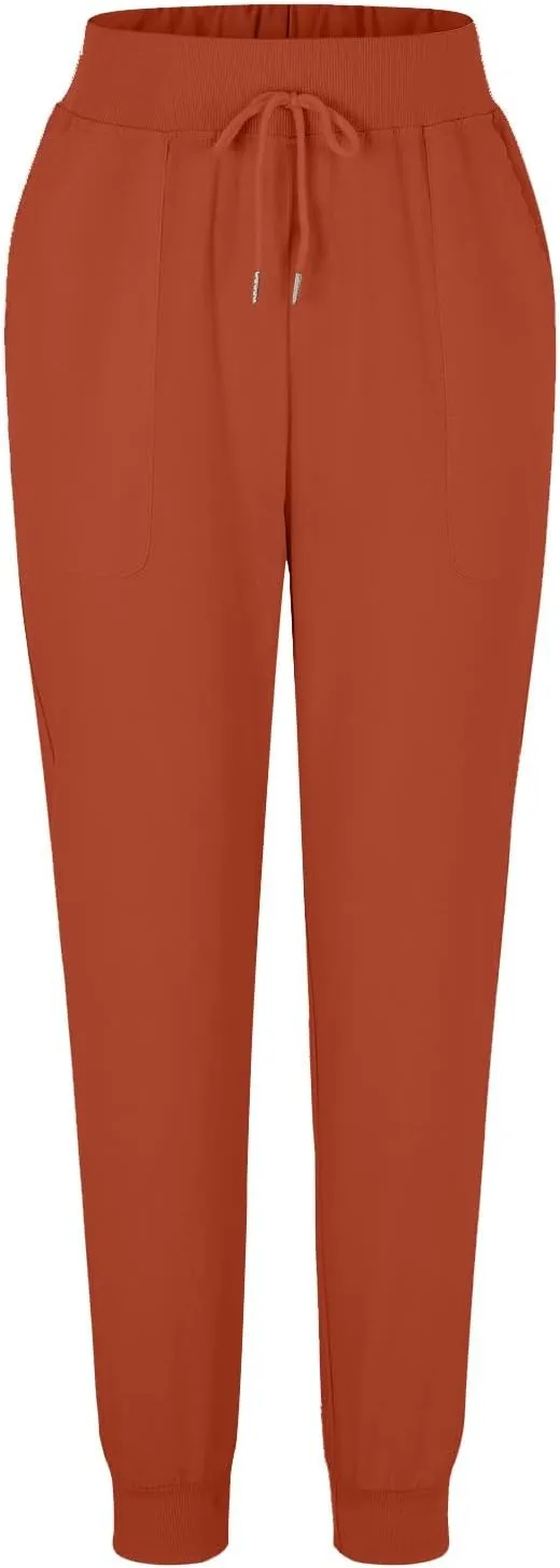 Womens Cotton Linen Pants Summer Beach Drawstring Elastic Waist Pants Casual Trousers with Pockets