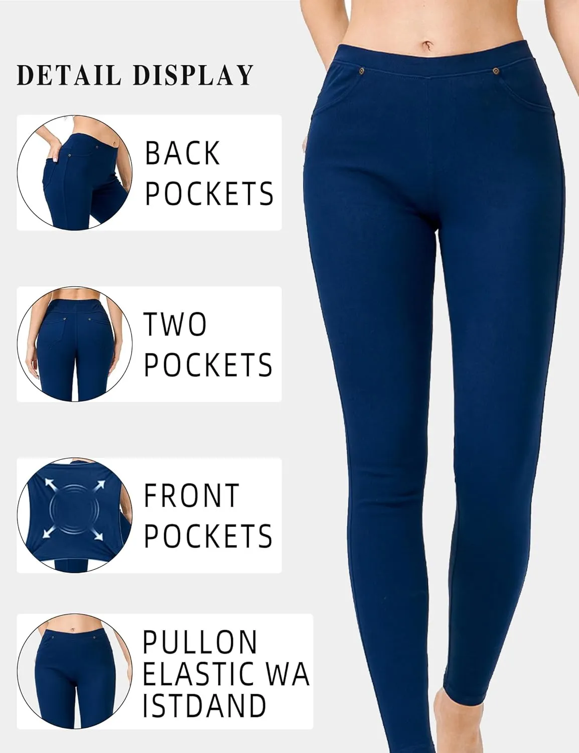 Women's Denim Jeggings Stretch Pull-On Jegging Casual Pants with Pockets