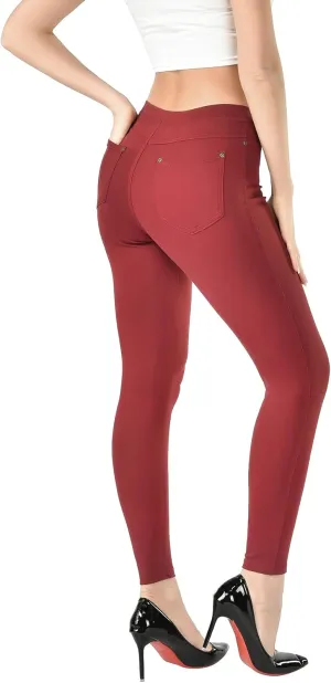 Women's Denim Jeggings Stretch Pull-On Jegging Casual Pants with Pockets