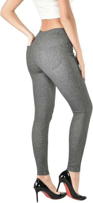 Women's Denim Jeggings Stretch Pull-On Jegging Casual Pants with Pockets