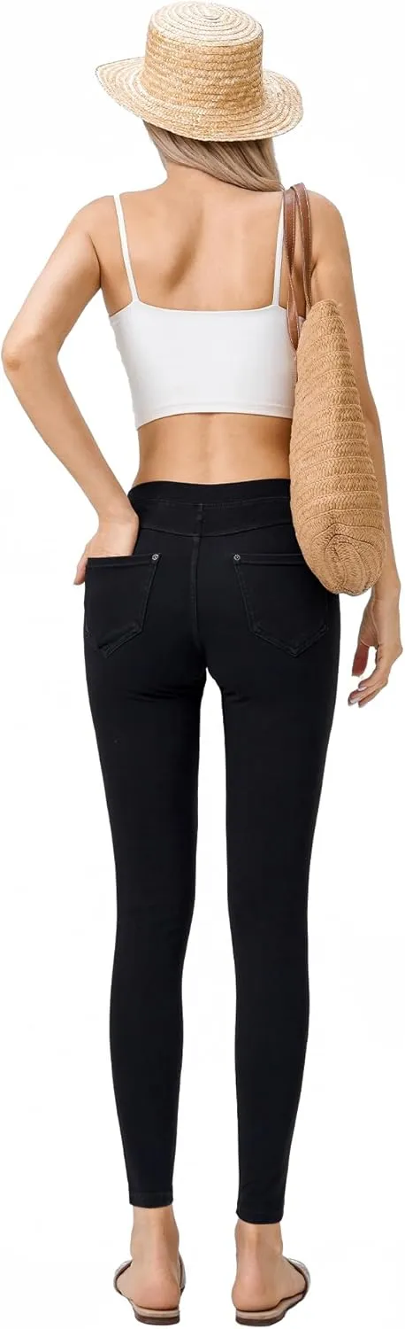Women's Denim Jeggings Stretch Pull-On Jegging Casual Pants with Pockets