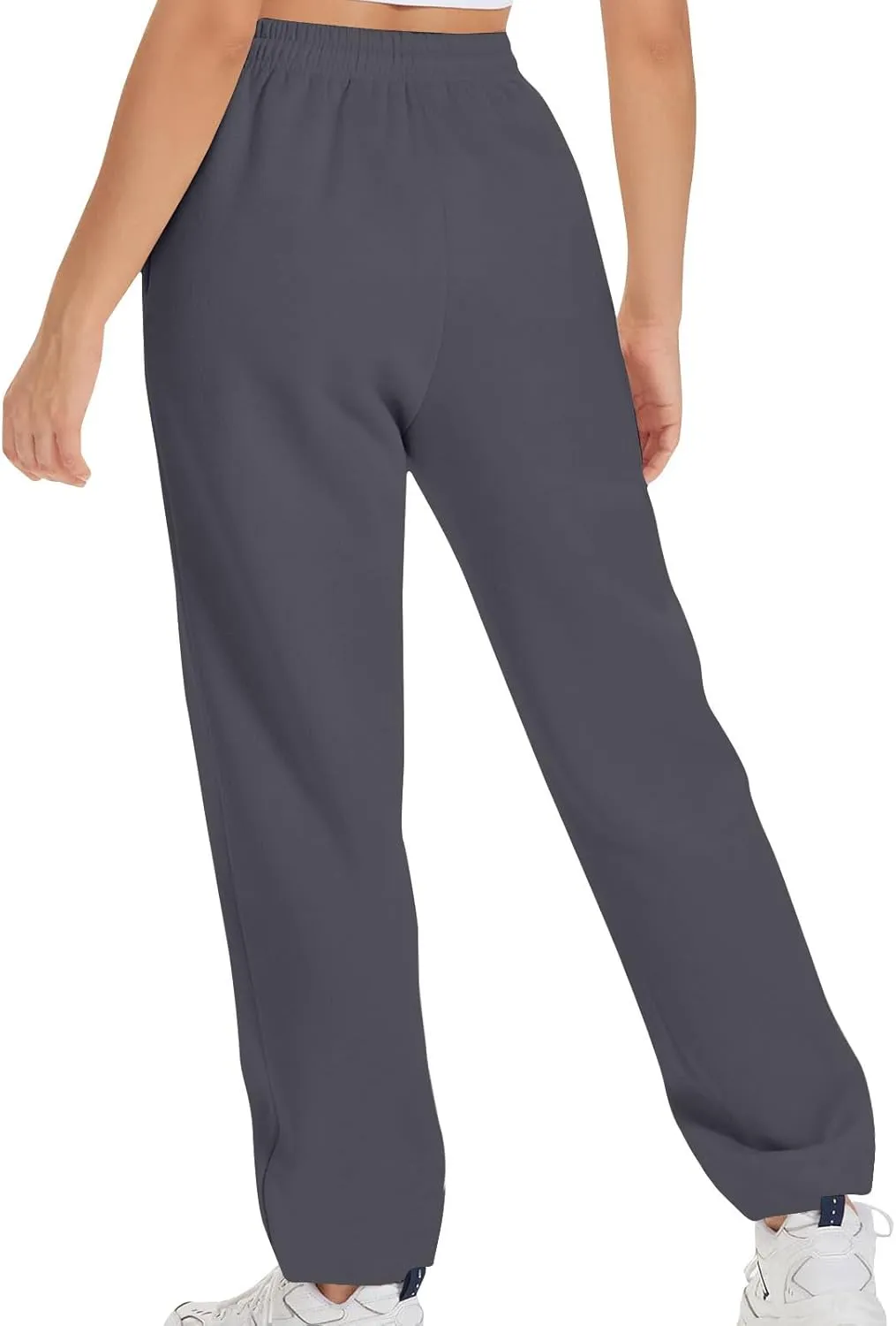 Women's Drawstring Elastic Waist Straight Leg Sweatpants Baggy High Waisted Lounge Sweat Pants Trousers with Pockets