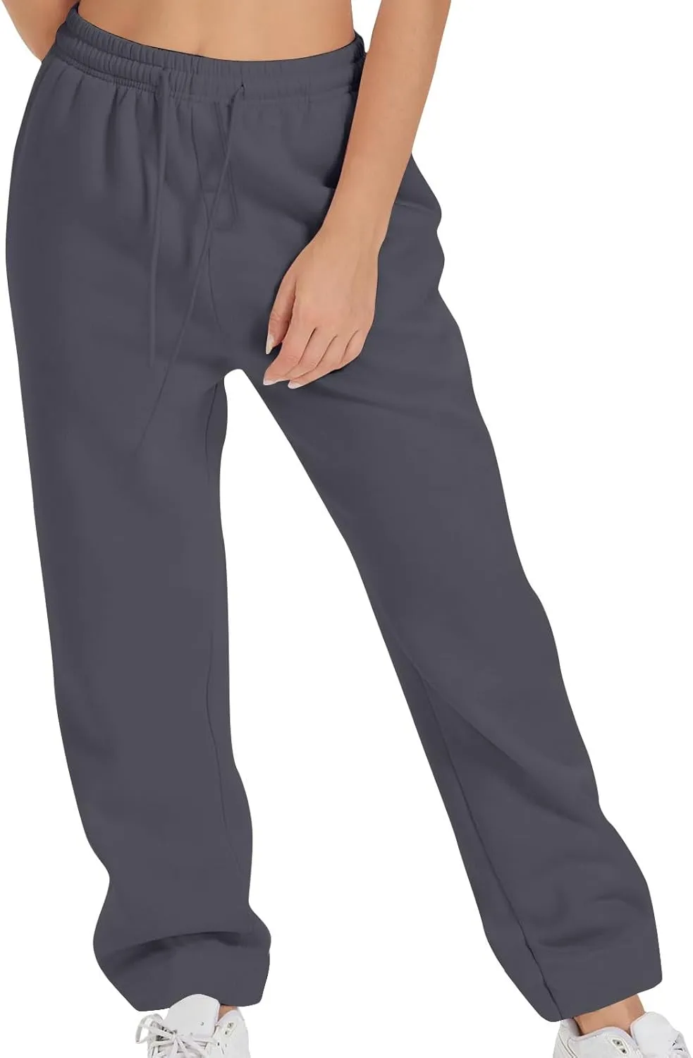Women's Drawstring Elastic Waist Straight Leg Sweatpants Baggy High Waisted Lounge Sweat Pants Trousers with Pockets