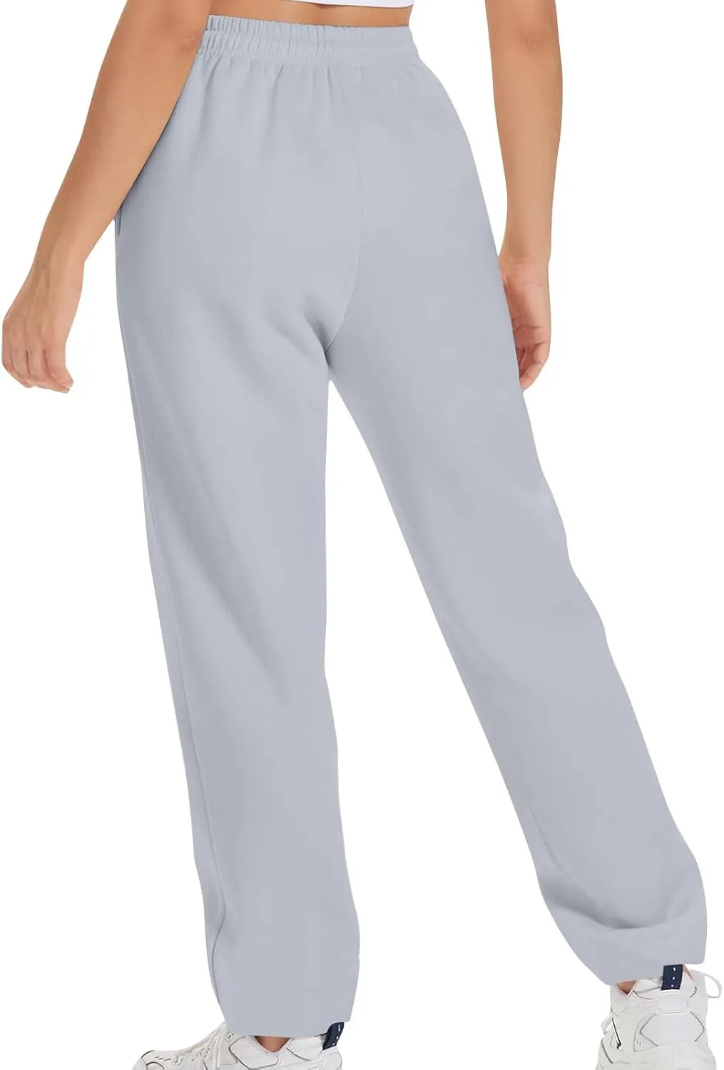 Women's Drawstring Elastic Waist Straight Leg Sweatpants Baggy High Waisted Lounge Sweat Pants Trousers with Pockets