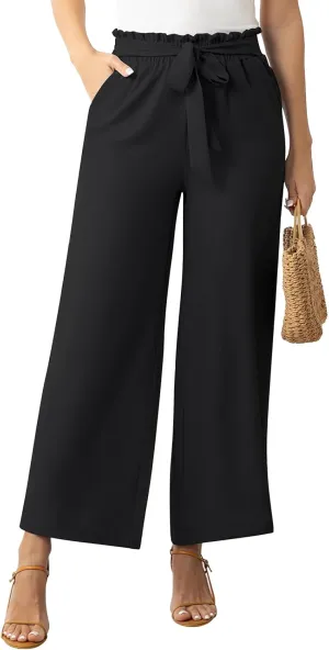 Women's Dress Pants with Pockets Stretchy High Waist Wide Leg Pants Business Casual Women Work Pants