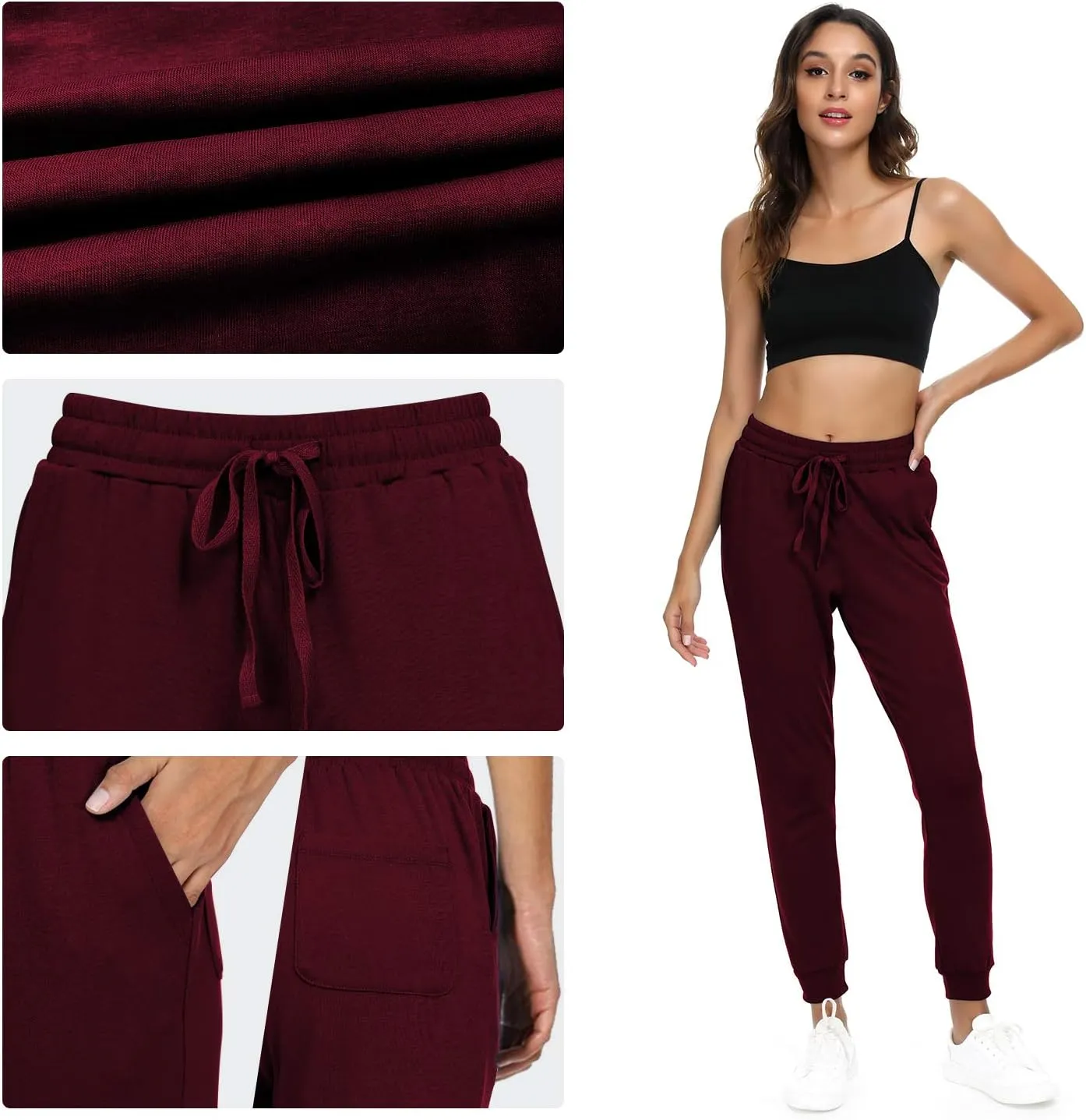 Women's Joggers Pants Active Sweatpants Cotton Tapered Workout Yoga Lounge Track Pants with Pockets