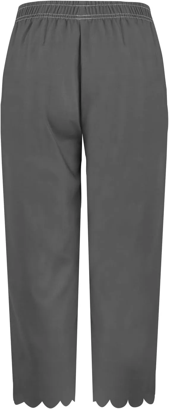 Womens Linen Capri Pants Summer Casual Loose Cinch Bottom Trousers High Waist Drawstring Palazzo Lounge with Pockets