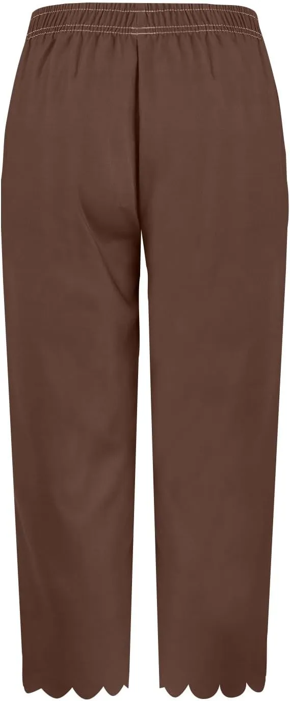 Womens Linen Capri Pants Summer Casual Loose Cinch Bottom Trousers High Waist Drawstring Palazzo Lounge with Pockets