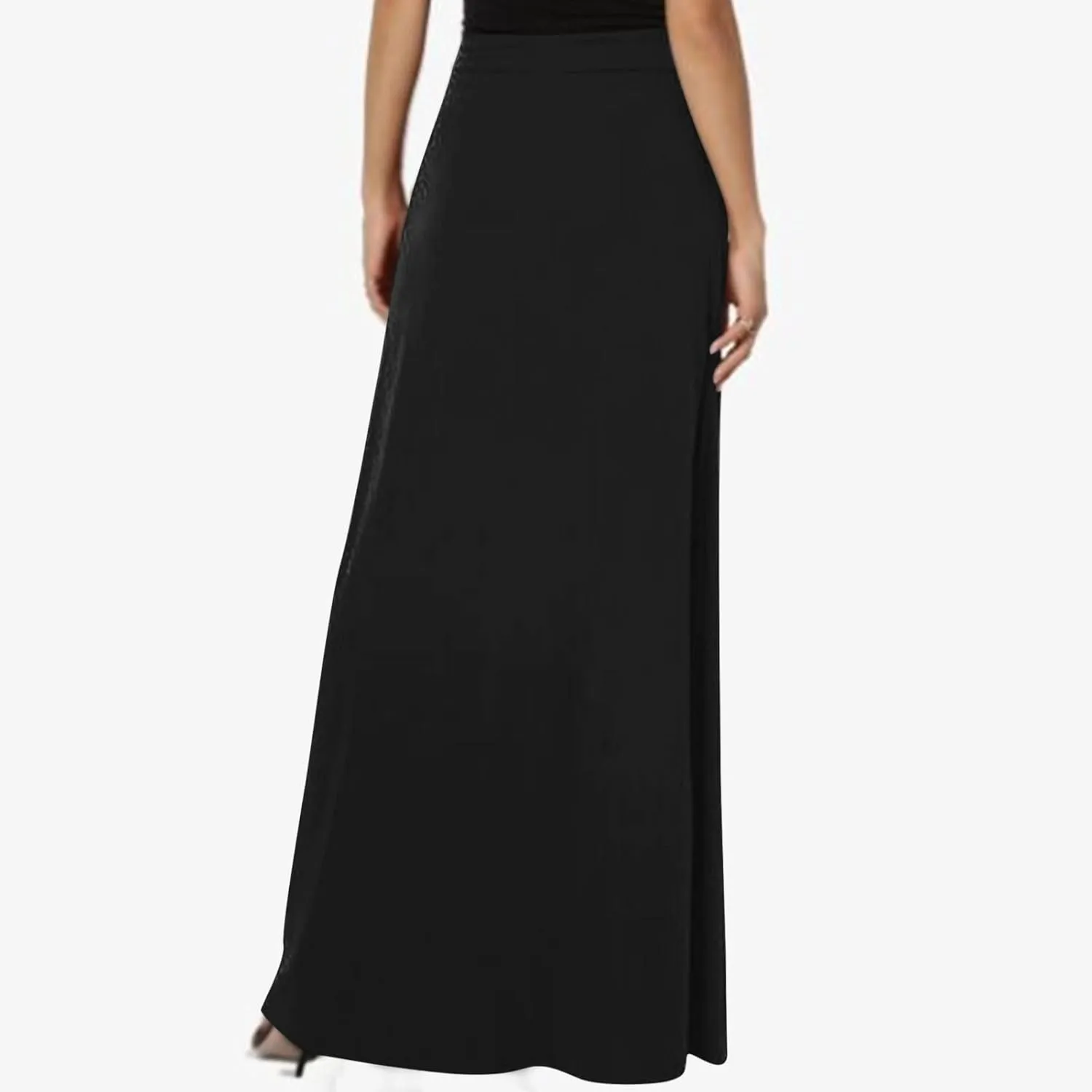 Womens Maxi Skirt Elastic Basic Solid Tie Dye Foldable High Waisted Midi Length Plus Size A-Line Skirts with Pockets