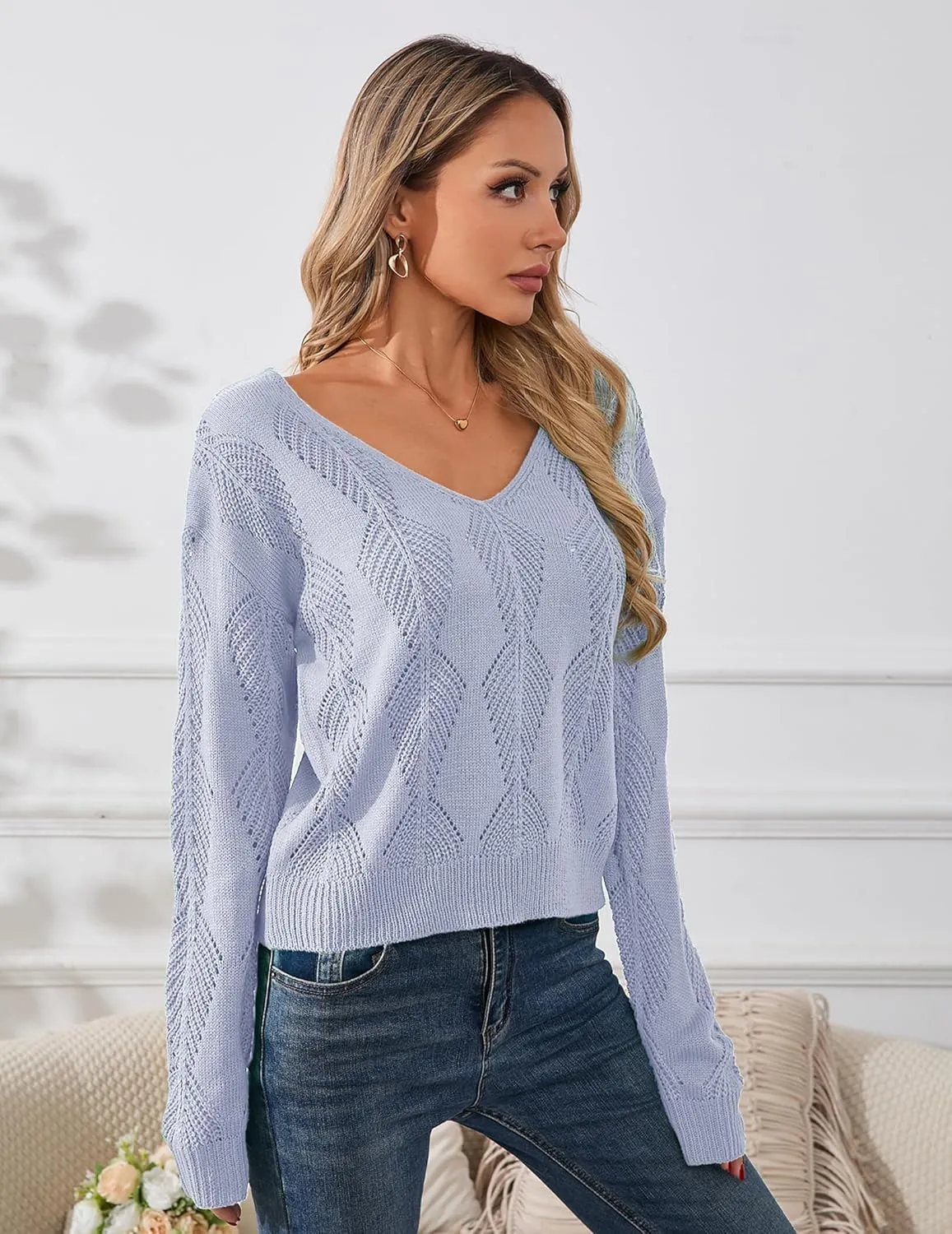 Womens Sexy Off The Shoulder Sweater Spring 2025 Trendy Lightweight Cute Crochet Knit Hollow Out Button Cardigan