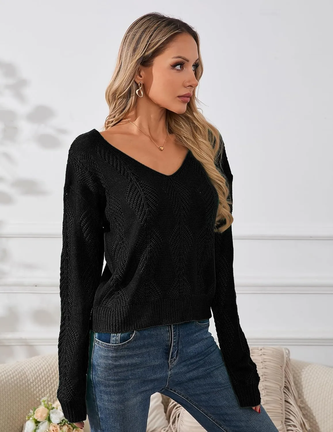Womens Sexy Off The Shoulder Sweater Spring 2025 Trendy Lightweight Cute Crochet Knit Hollow Out Button Cardigan