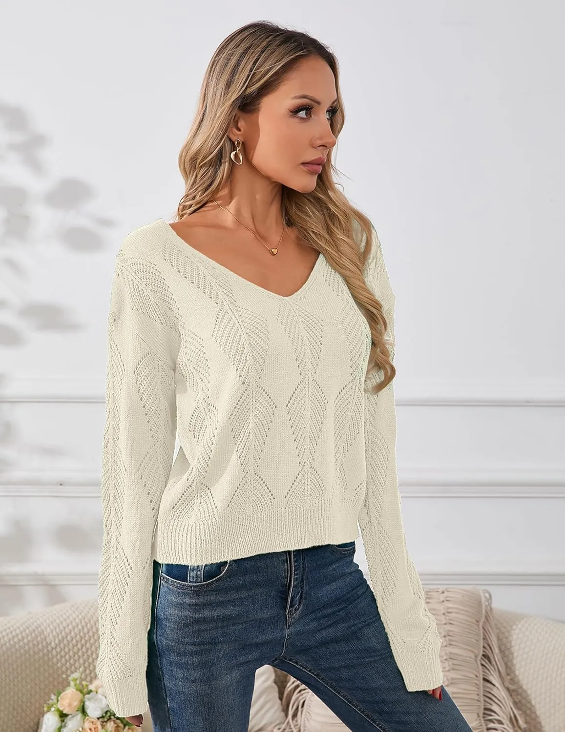 Womens Sexy Off The Shoulder Sweater Spring 2025 Trendy Lightweight Cute Crochet Knit Hollow Out Button Cardigan