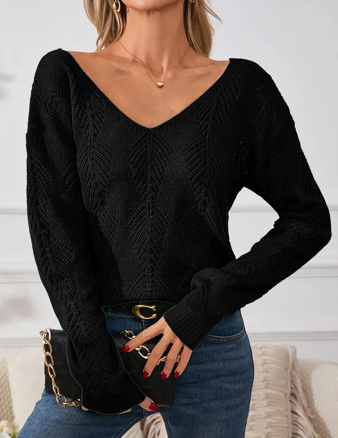 Womens Sexy Off The Shoulder Sweater Spring 2025 Trendy Lightweight Cute Crochet Knit Hollow Out Button Cardigan