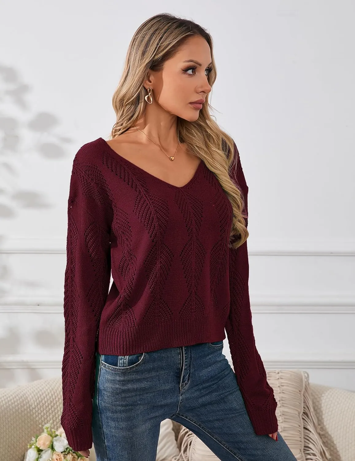 Womens Sexy Off The Shoulder Sweater Spring 2025 Trendy Lightweight Cute Crochet Knit Hollow Out Button Cardigan