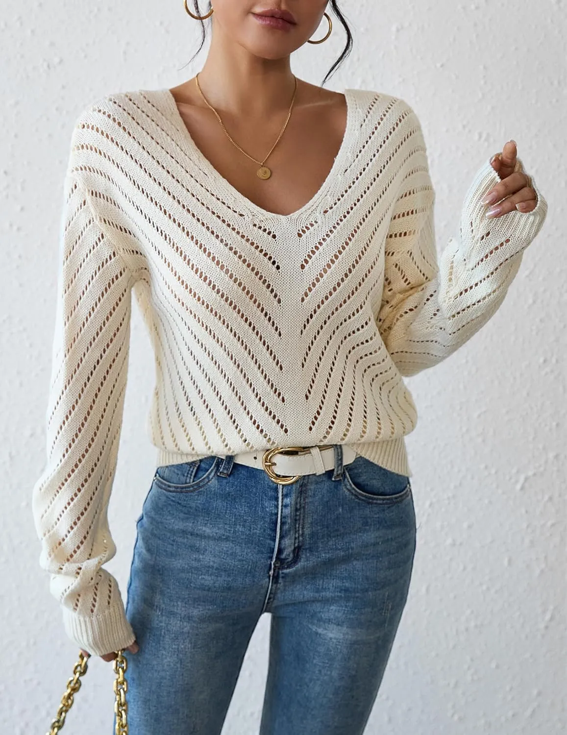 Womens Sexy Off The Shoulder Sweater Spring 2025 Trendy Lightweight Cute Crochet Knit Hollow Out Button Cardigan
