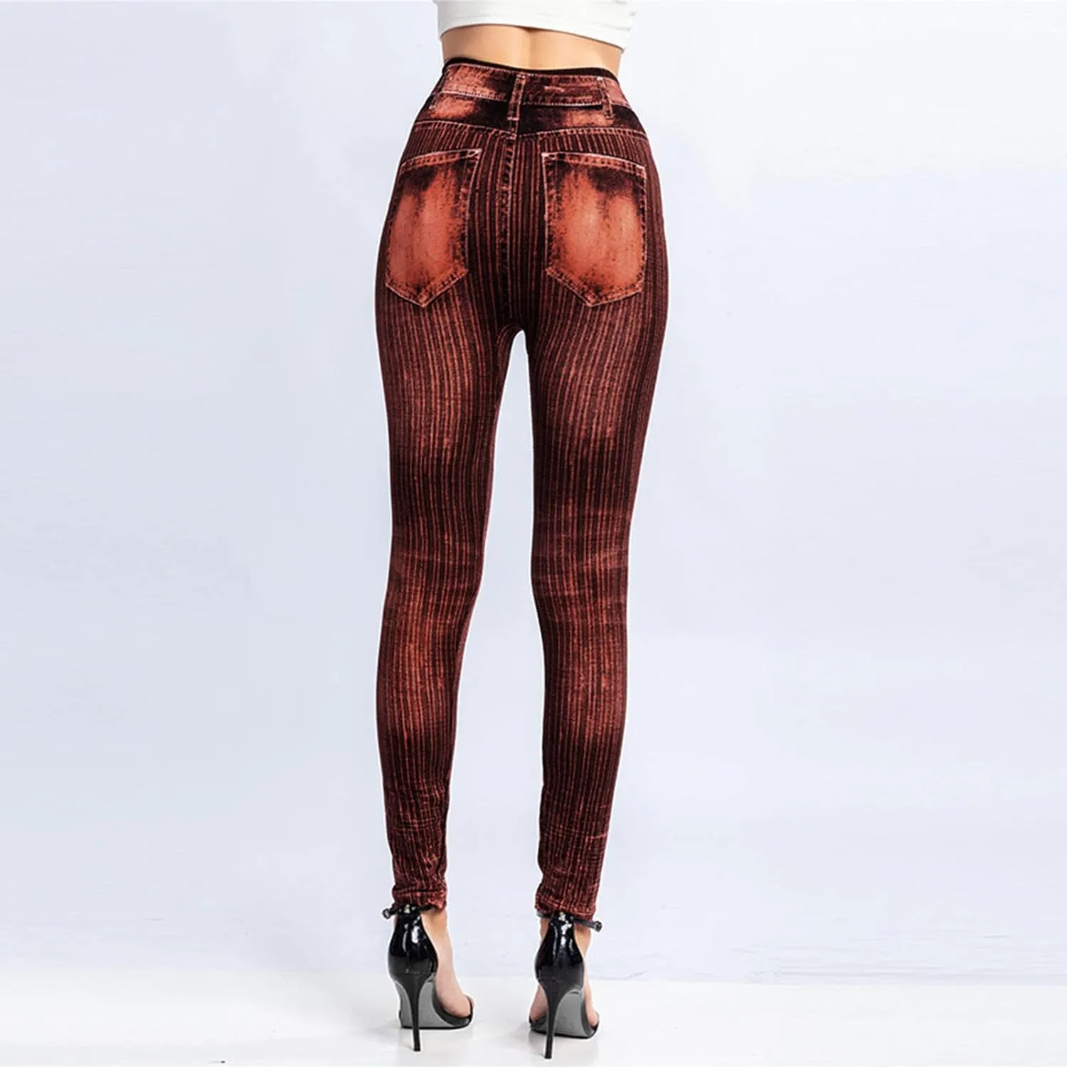 Womens Straight Leg Jeans Flowers Floral Print High Waist Faded Skinny Denim Pants Casual Slim Stretch Pencil Jegging