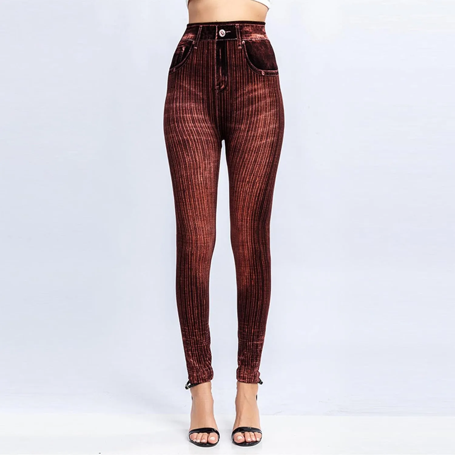 Womens Straight Leg Jeans Flowers Floral Print High Waist Faded Skinny Denim Pants Casual Slim Stretch Pencil Jegging
