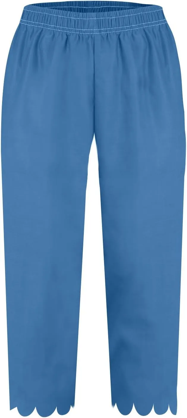 Womens Wide Leg Pants Drawstring Elastic High Waisted Palazzo with Pockets Beachwear Lightweight Elastic Waist Pants