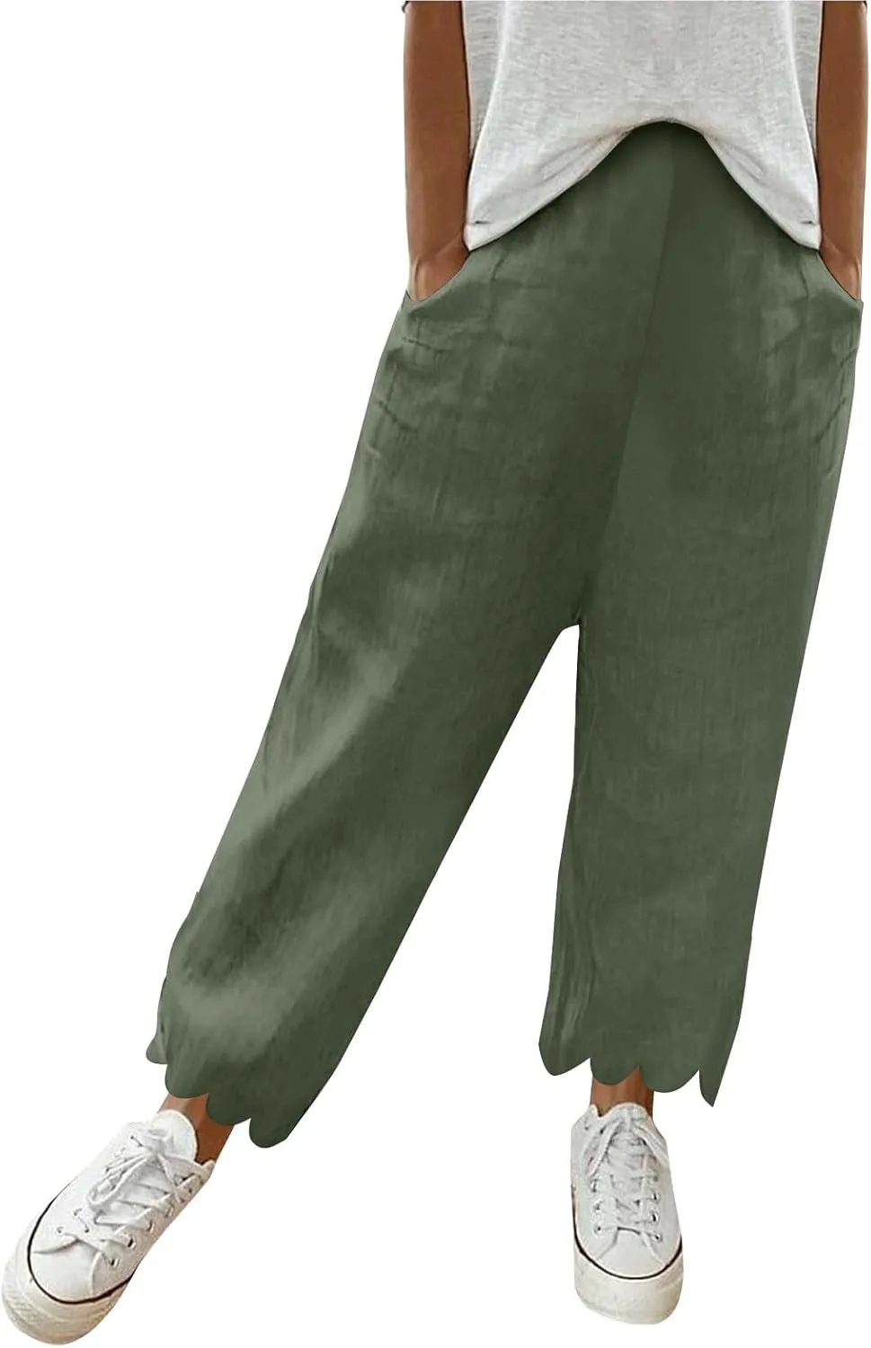 Womens Wide Leg Pants Drawstring Elastic High Waisted Palazzo with Pockets Beachwear Lightweight Elastic Waist Pants