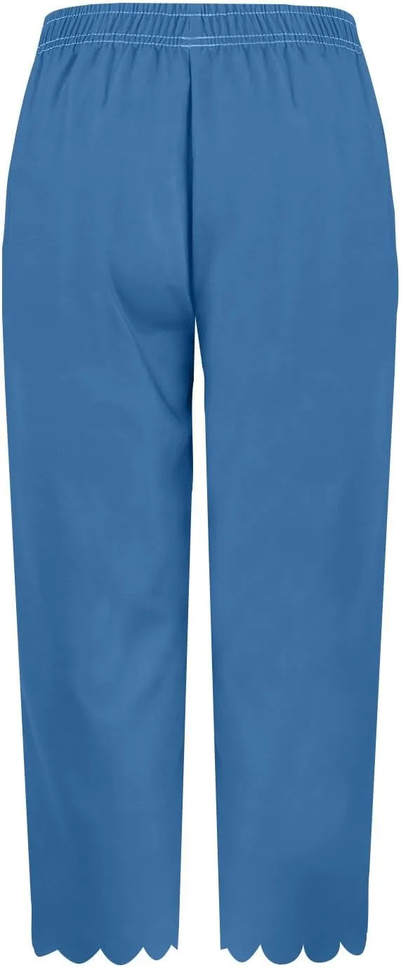 Womens Wide Leg Pants Drawstring Elastic High Waisted Palazzo with Pockets Beachwear Lightweight Elastic Waist Pants
