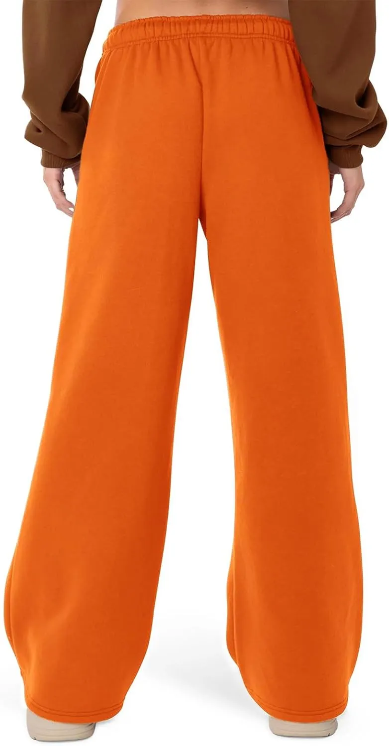 Women's Wide Leg Sweatpants Elastic High Waist Straight Leg Sweatpants Teen Girl Baggy Sweatpants with Pockets