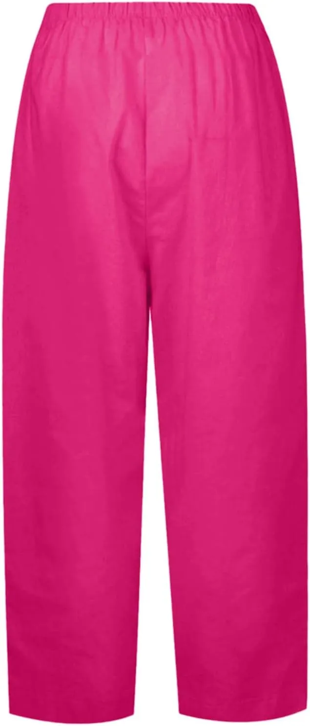 Women's Wide Leg Sweatpants Winter Rayon Sports Pants with Pockets Straight Leg Elastic Waist