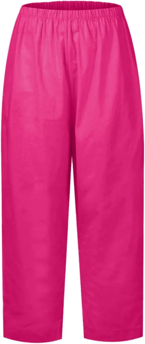 Women's Wide Leg Sweatpants Winter Rayon Sports Pants with Pockets Straight Leg Elastic Waist