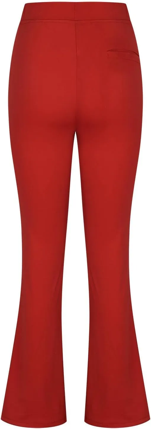 Womens Work Pants High Waisted Straight Leg Pants Dress Business Dress with Pockets Soft Solid Color Trousers 2024
