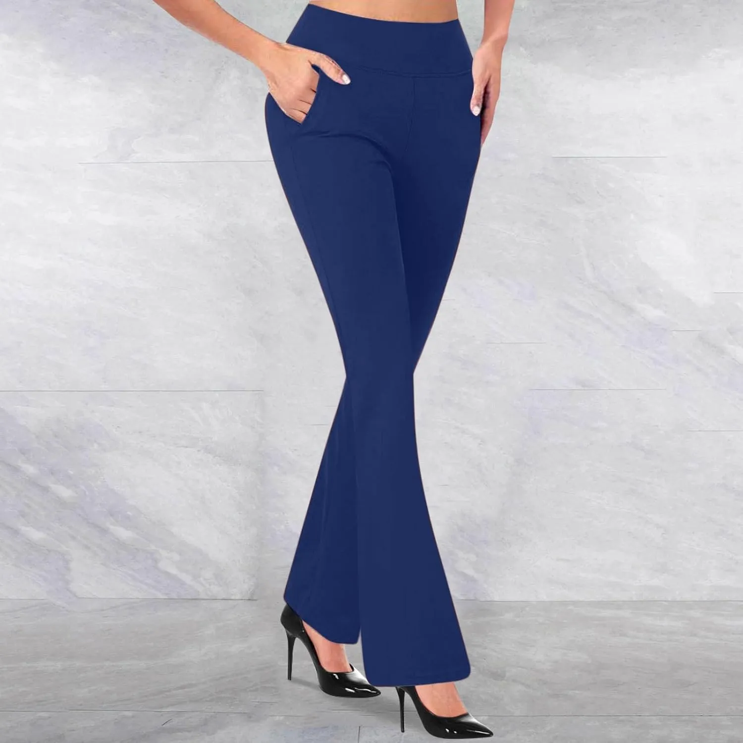 Womens Work Pants High Waisted Straight Leg Pants Dress Business Dress with Pockets Soft Solid Color Trousers 2024