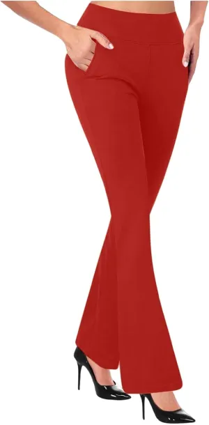 Womens Work Pants High Waisted Straight Leg Pants Dress Business Dress with Pockets Soft Solid Color Trousers 2024