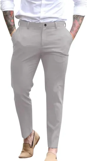 XUETON Mens Slim Fit Dress Pants Casual Business Office Work Skinny Pants Comfy Flat-Front Stretch Chino Golf Trousers