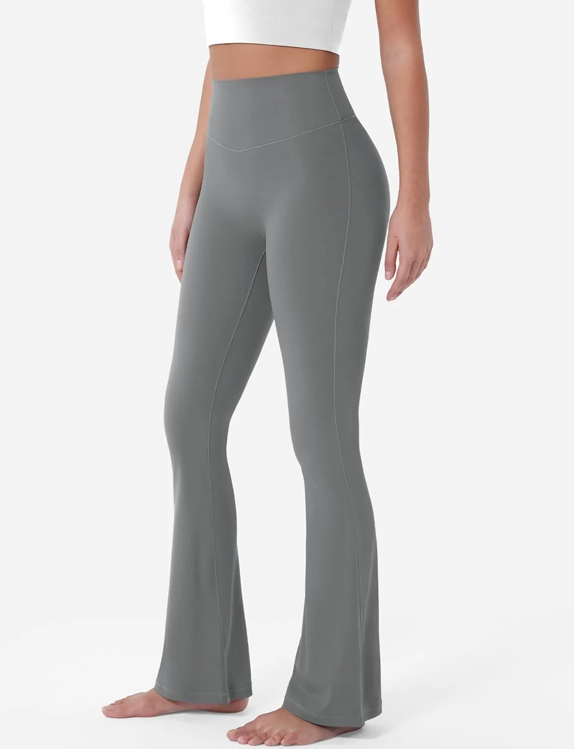 YEOREO Mini Flared Leggings for Women 30" Bessli High Waist No Front Seam Flare Yoga Pants Hidden Scrunch Workout Leggings